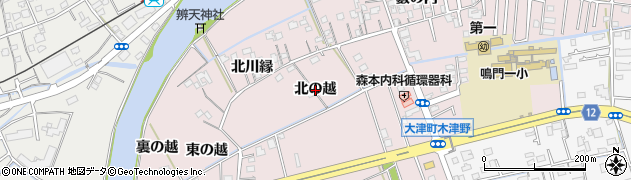 徳島県鳴門市大津町木津野（北の越）周辺の地図