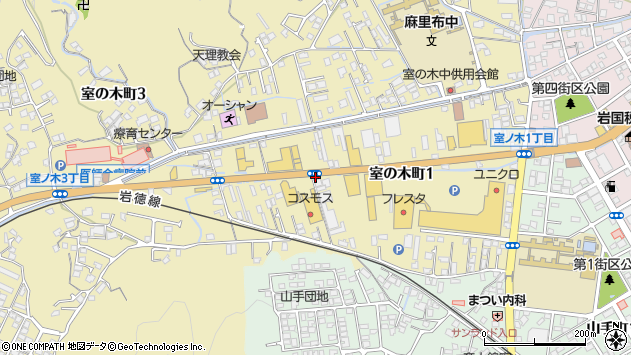 〒740-0021 山口県岩国市室の木町の地図