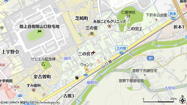 〒753-0023 山口県山口市三の宮の地図