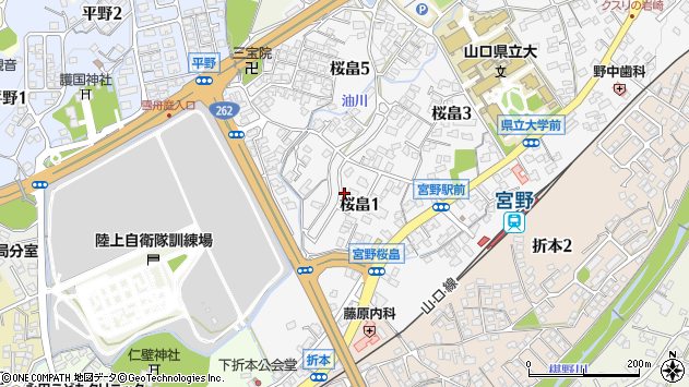 〒753-0021 山口県山口市桜畠の地図