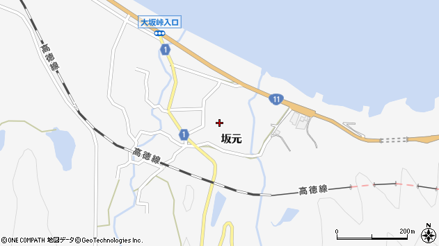 〒769-2904 香川県東かがわ市坂元の地図