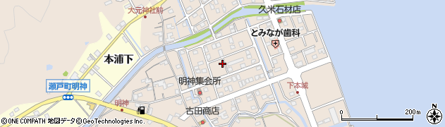 徳島県鳴門市瀬戸町明神（下本城）周辺の地図
