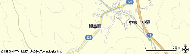 徳島県鳴門市北灘町櫛木（観音面）周辺の地図