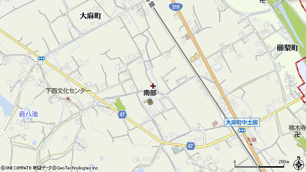 〒765-0052 香川県善通寺市大麻町の地図