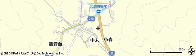 徳島県鳴門市北灘町櫛木（小森）周辺の地図