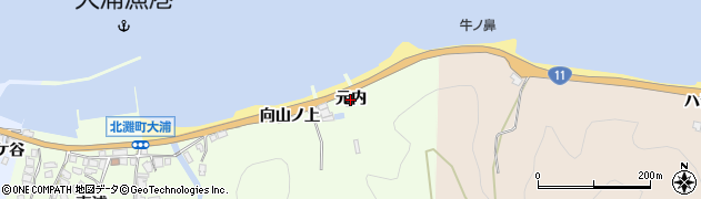 徳島県鳴門市北灘町大浦（元内）周辺の地図