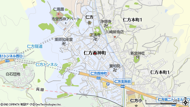 〒737-0145 広島県呉市仁方西神町の地図