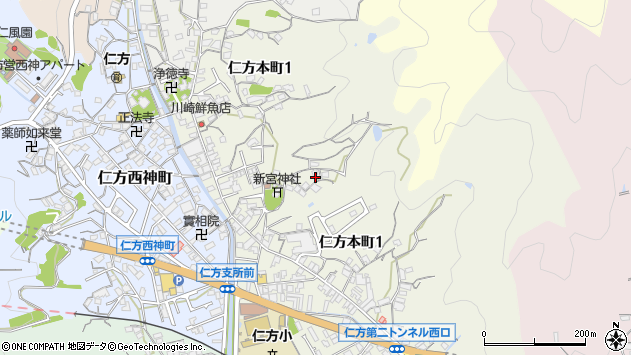 〒737-0152 広島県呉市仁方本町の地図