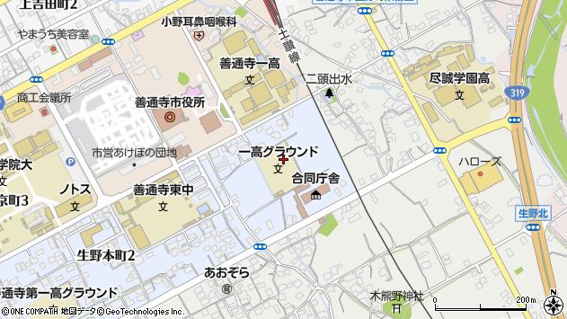 〒765-0014 香川県善通寺市生野本町の地図