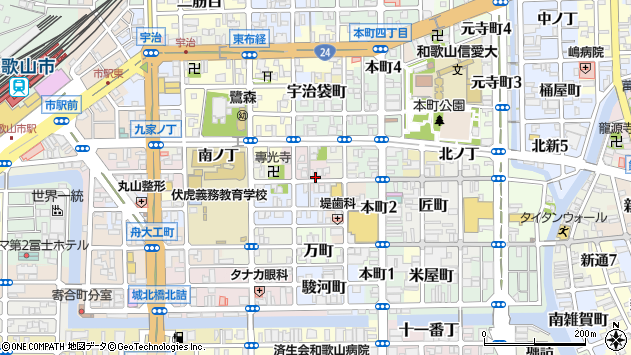 〒640-8037 和歌山県和歌山市西大工町の地図