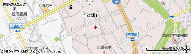 香川県善通寺市与北町3186周辺の地図