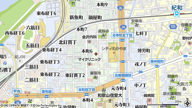 〒640-8007 和歌山県和歌山市元寺町西ノ丁の地図