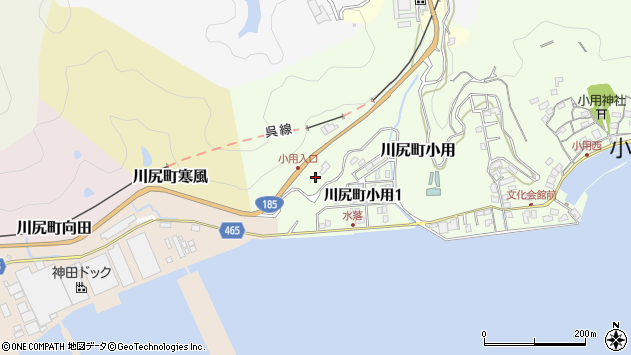 〒737-2616 広島県呉市川尻町水落の地図