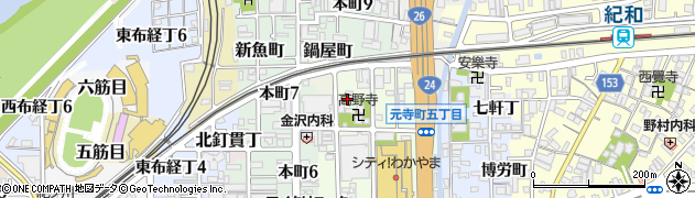 和歌山県和歌山市元寺町（北ノ丁）周辺の地図