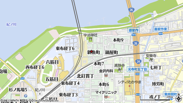 〒640-8074 和歌山県和歌山市新魚町の地図