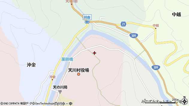 〒638-0305 奈良県吉野郡天川村沢谷の地図