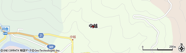 奈良県天川村（吉野郡）中越周辺の地図