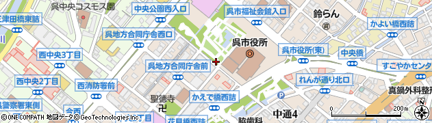 広島県呉市中央周辺の地図