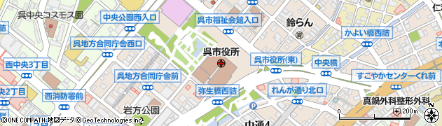 広島銀行呉市役所出張所周辺の地図