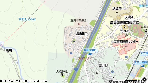 〒739-0655 広島県大竹市湯舟町の地図