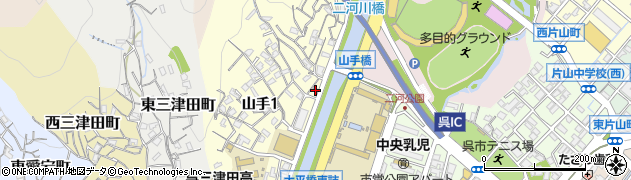呉山手郵便局 ＡＴＭ周辺の地図