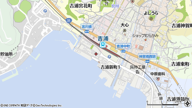 〒737-0845 広島県呉市吉浦新町の地図