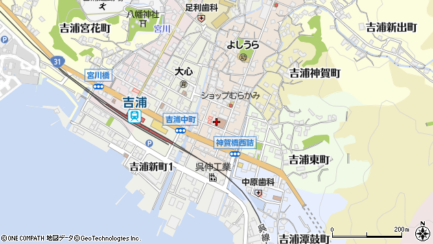 〒737-0852 広島県呉市吉浦東本町の地図