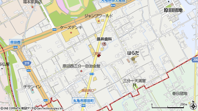 〒763-0074 香川県丸亀市原田町の地図