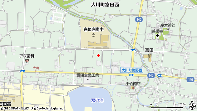 〒761-0901 香川県さぬき市大川町富田西の地図
