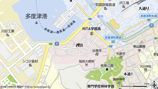 〒764-0015 香川県仲多度郡多度津町西浜の地図