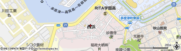 香川県多度津町（仲多度郡）西浜周辺の地図