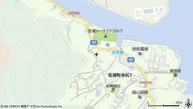 〒737-2517 広島県呉市安浦町水尻の地図