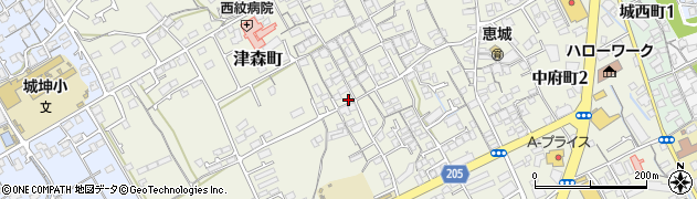 香川県丸亀市津森町498-1周辺の地図