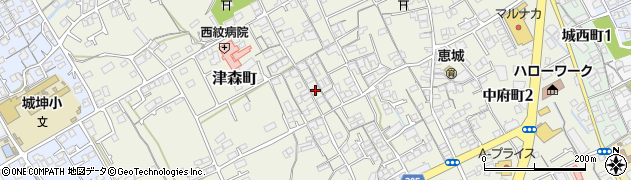 香川県丸亀市津森町496周辺の地図