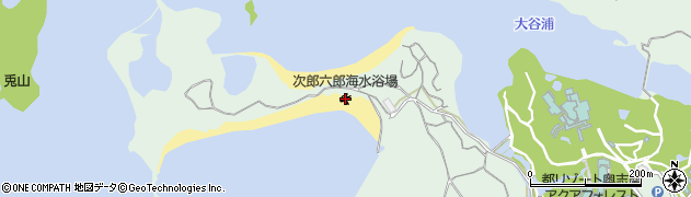 次郎六郎海水浴場周辺の地図