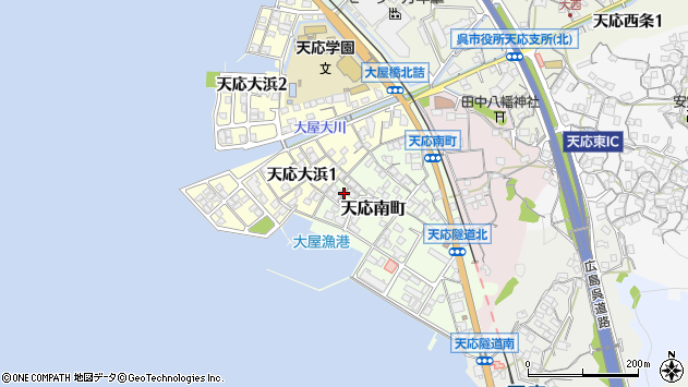 〒737-0874 広島県呉市天応南町の地図