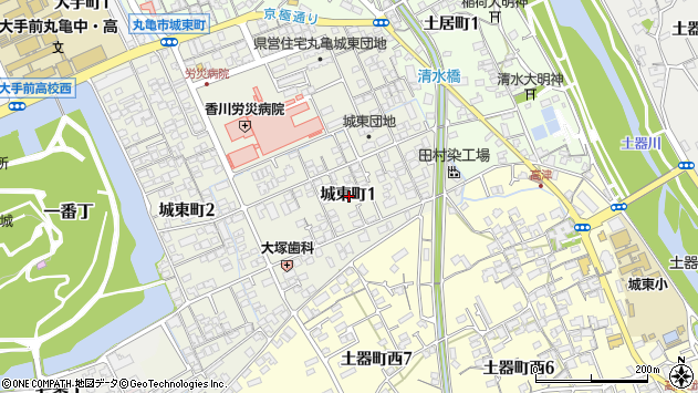 〒763-0013 香川県丸亀市城東町の地図