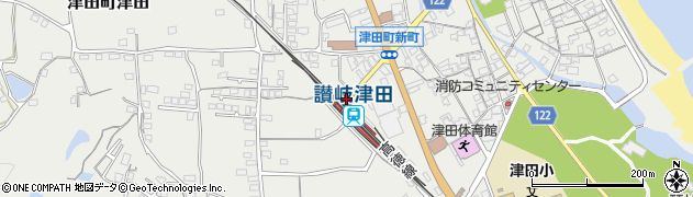 讃岐津田駅周辺の地図