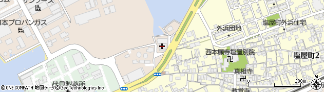 丸亀市役所　塩屋ポンプ場周辺の地図