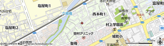 香川県丸亀市西本町周辺の地図