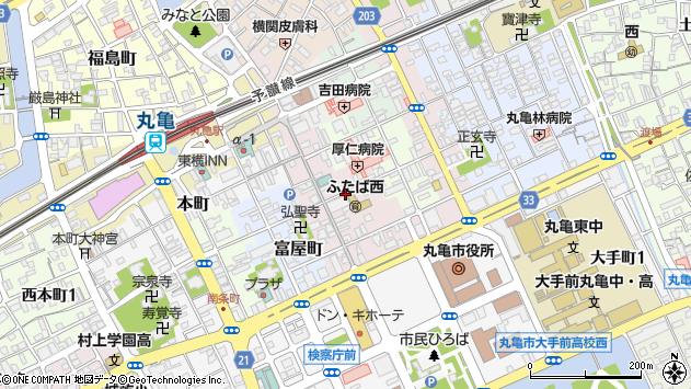 〒763-0043 香川県丸亀市通町の地図