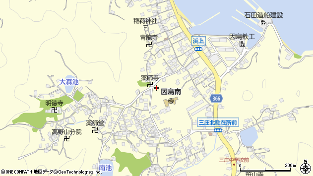 〒722-2322 広島県尾道市因島三庄町の地図
