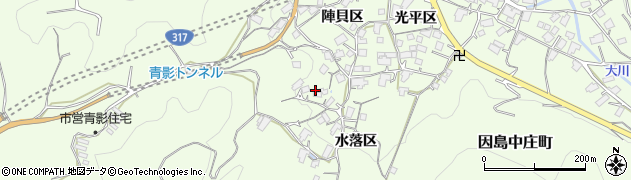 広島県尾道市因島中庄町（水落区）周辺の地図