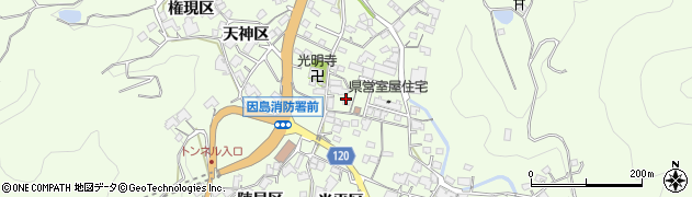 広島県尾道市因島中庄町（室屋区）周辺の地図