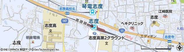 志度駅周辺の地図