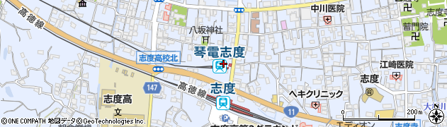 琴電志度駅周辺の地図