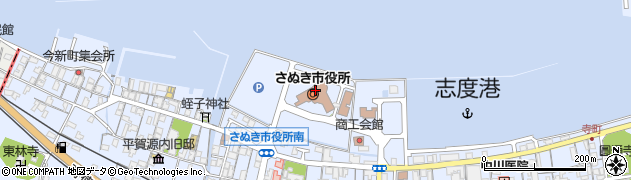 香川県さぬき市周辺の地図