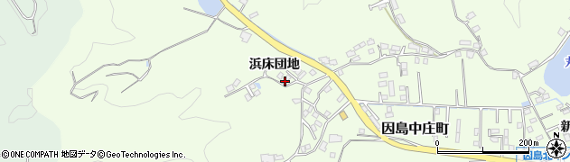 広島県尾道市因島中庄町（浜床団地）周辺の地図