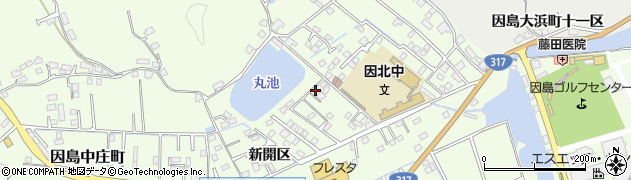 広島県尾道市因島中庄町（新開区）周辺の地図