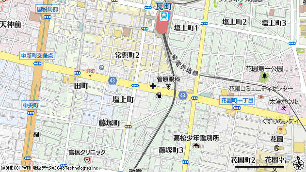 〒760-0055 香川県高松市観光通の地図